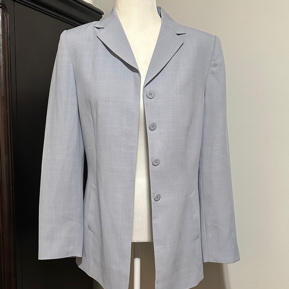 Vintage Kasper Light Gray Blue Blazer Size 8